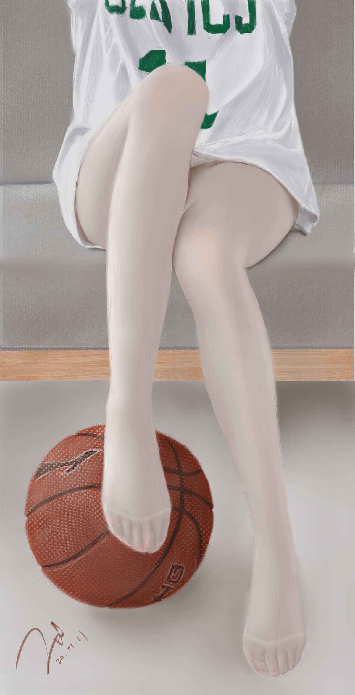 白色长筒袜与篮球