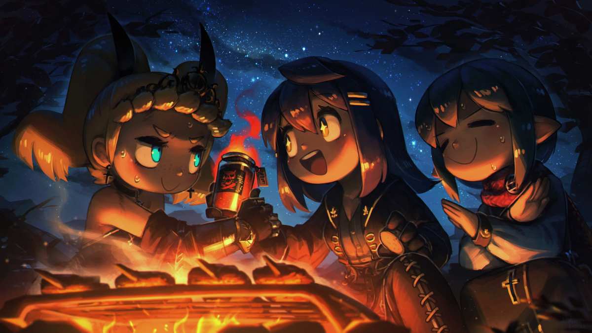 星夜下的篝火聚会