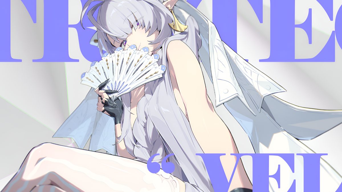紫发少女手扇侧脸