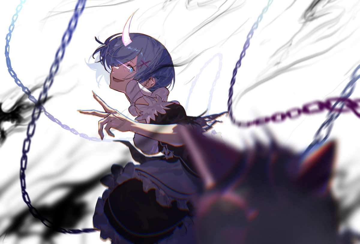 蓝发恶魔少女
