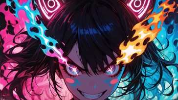Anime 女孩 网络烈焰之怒 · 动态壁纸