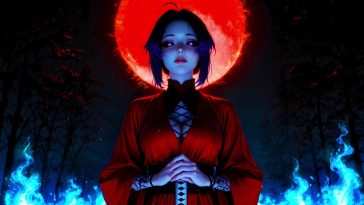 《鬼灭之刃》武士忍血月动态壁纸