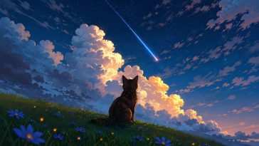 流星下的猫眼动态壁纸