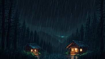 像素动态壁纸：雨夜小屋