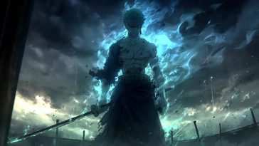 蓝焰动态壁纸：星空下的武士