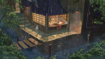 雨中猫咪咖啡馆动态壁纸