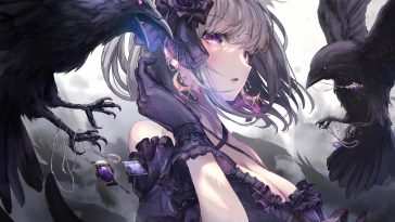 哥特动漫女孩乌鸦动态壁纸