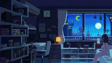 月光午夜Lo-Fi像素 · 动态壁纸