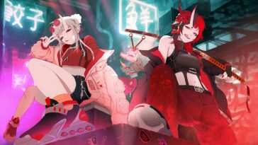 动漫女孩赛博朋克武士鬼面具 · 动态壁纸