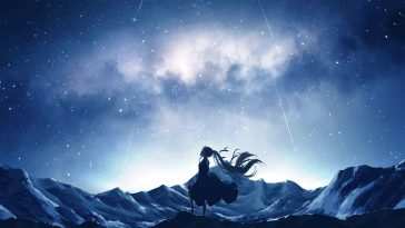 星空下的剪影动漫女孩 · 动态壁纸