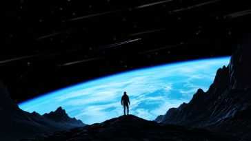 太空旅行者凝视蓝色星球 · 动态壁纸