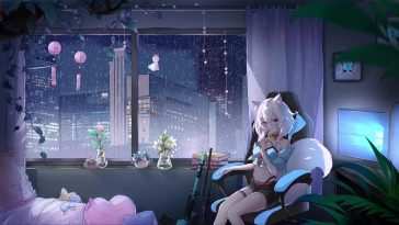 Neko Gamer雨夜 · 动态壁纸