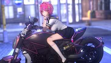 动漫女孩摩托车 · 动态壁纸
