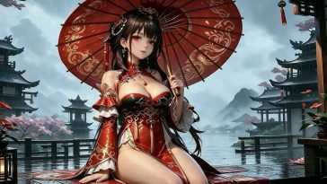 中国动漫少女雨伞 · 动态壁纸