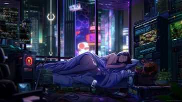 赛博朋克女孩睡觉 · 动态壁纸