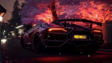 兰博基尼Aventador日本樱花街 · 动态壁纸