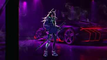 武士动漫女孩霓虹灯赛博朋克车 · 动态壁纸