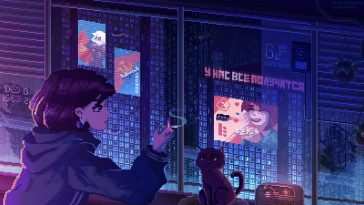 像素女孩吸烟之夜城市赛博朋克 · 动态壁纸