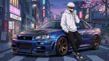 五条日产Skyline GT-R R34 Jujutsu K · 动态壁纸
