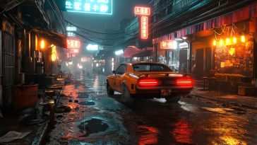 道奇赛博朋克雨街 · 动态壁纸