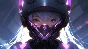 动漫女孩赛博朋克头盔 · 动态壁纸