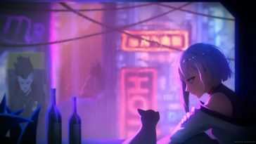Lucyna和猫雨霓虹之夜赛博朋克： Edgerunners · 动态壁纸