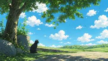 黑猫蓝天 · 动态壁纸