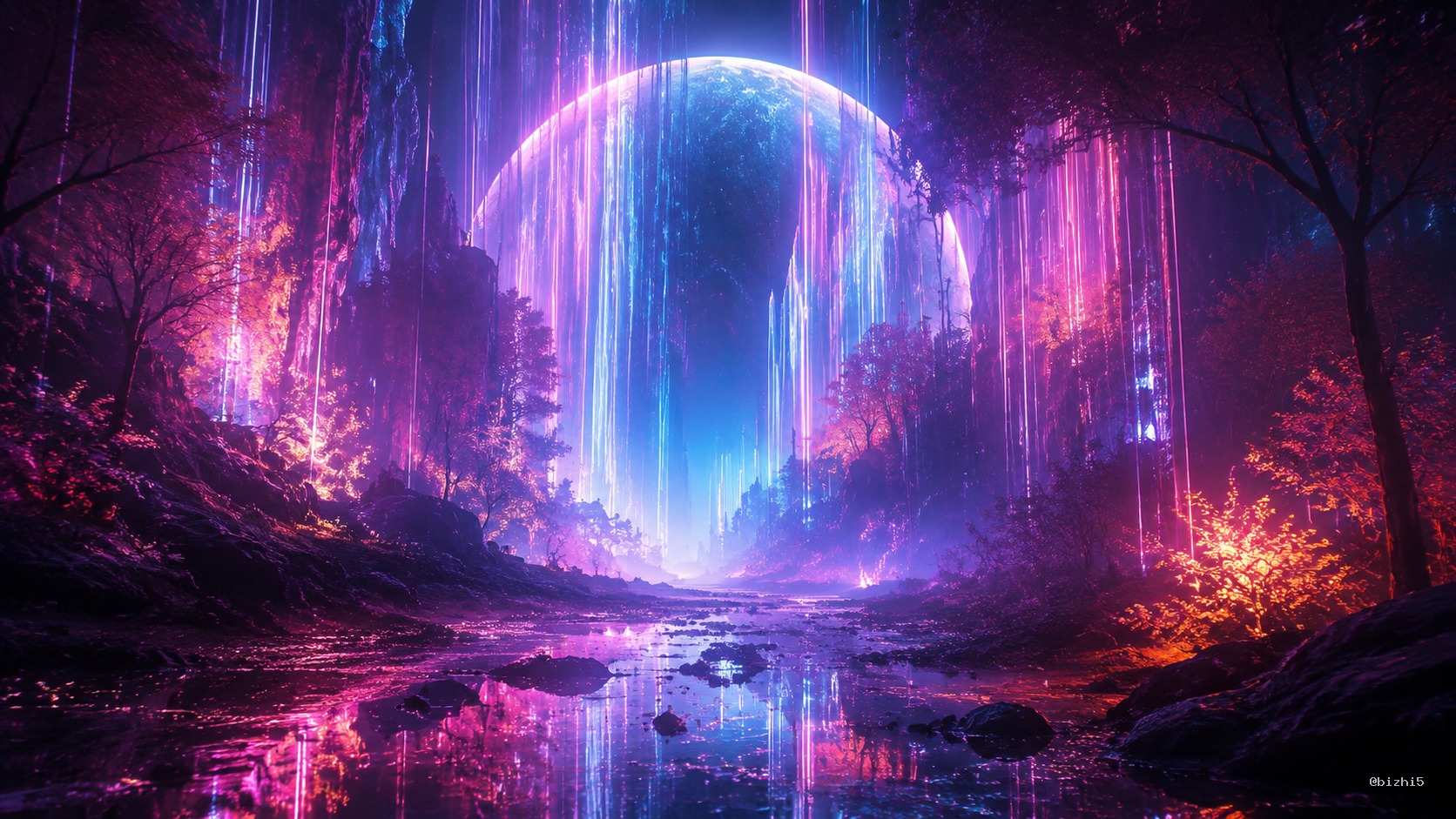 未来幻境，霓虹光影，抽象艺术，梦幻壁纸